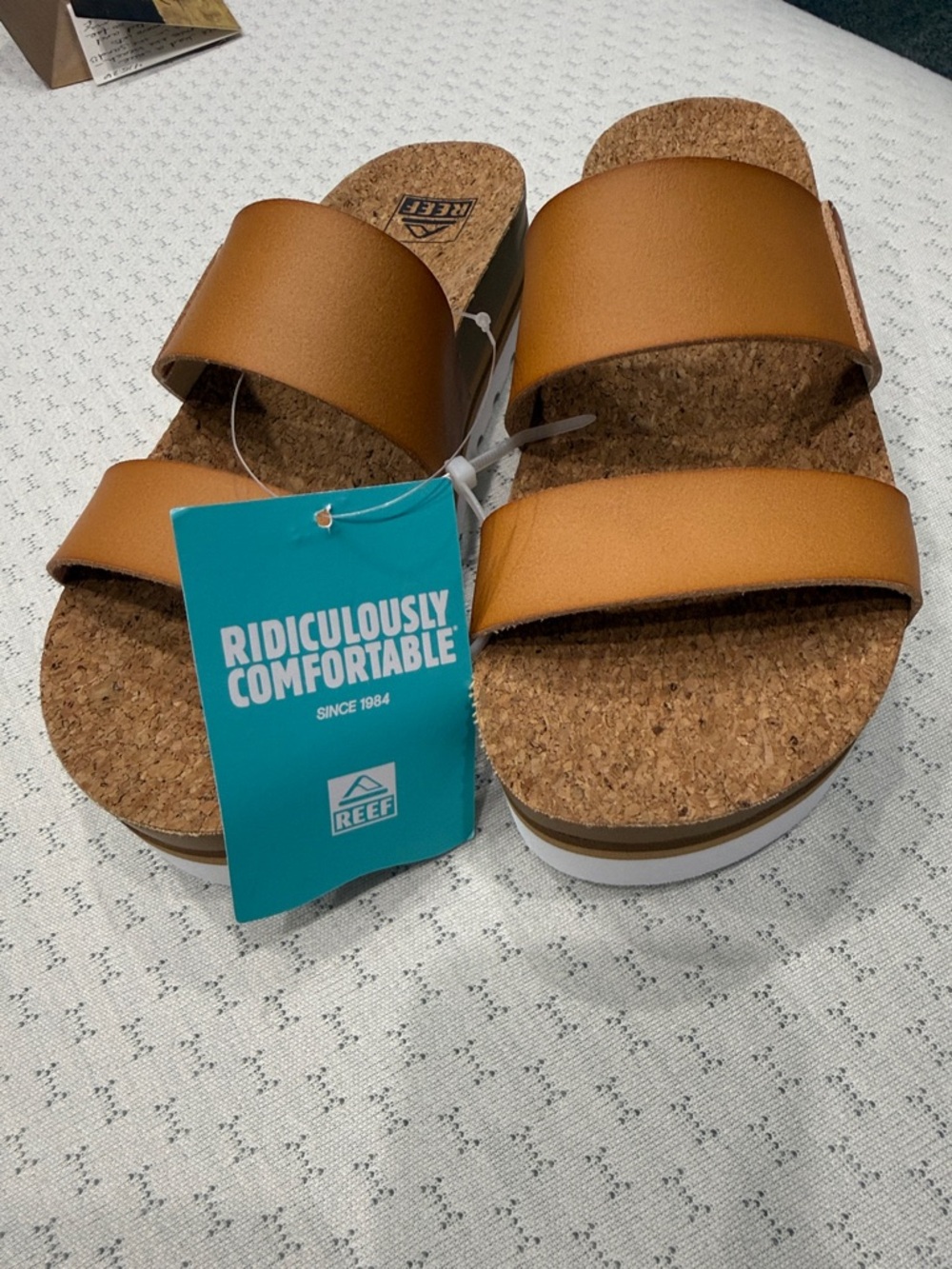 Reef Double-Strap Slide Sandals in Cognac Brown